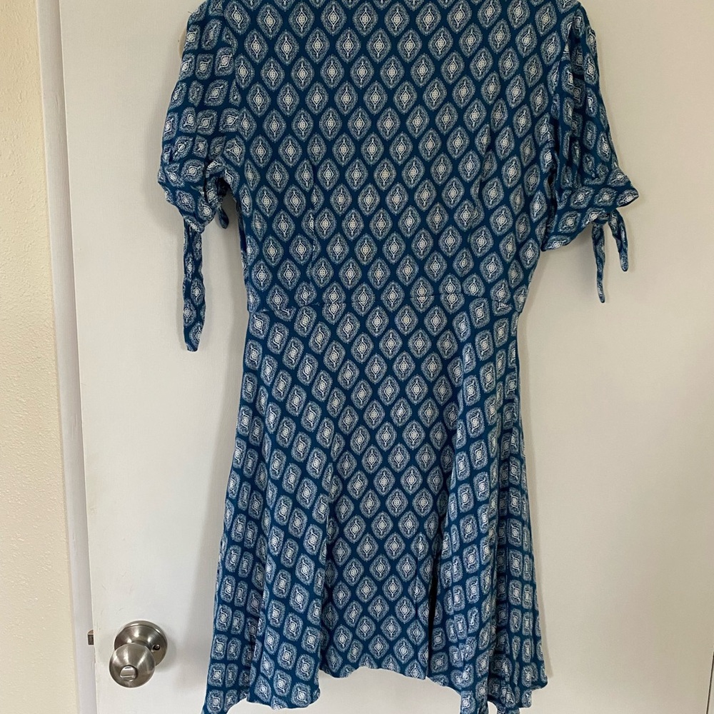 Blue & white wrap sundress coastal grandma cowgirl small - Picture 3 of 5